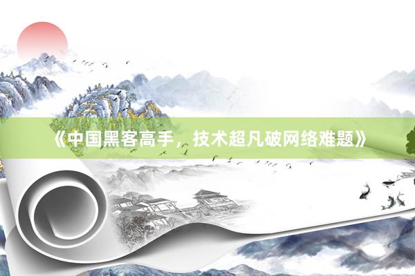 《中国黑客高手，技术超凡破网络难题》